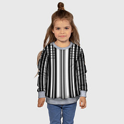 Свитшот детский Бело серый полосатый узор, цвет: 3D-меланж — фото 2