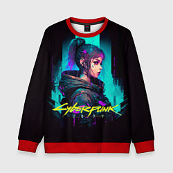 Свитшот детский Киберпанк в стиле аниме, цвет: 3D-красный