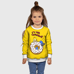 Свитшот детский Гомер Симпсон ест пончик, цвет: 3D-белый — фото 2