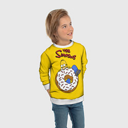 Свитшот детский Гомер Симпсон ест пончик, цвет: 3D-белый — фото 2