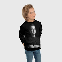 Свитшот детский Илон Маск, портрет, цвет: 3D-черный — фото 2