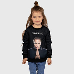 Свитшот детский Илон Маск, портрет на черном фоне, цвет: 3D-черный — фото 2