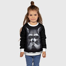 Свитшот детский Енот на черном фоне, цвет: 3D-белый — фото 2