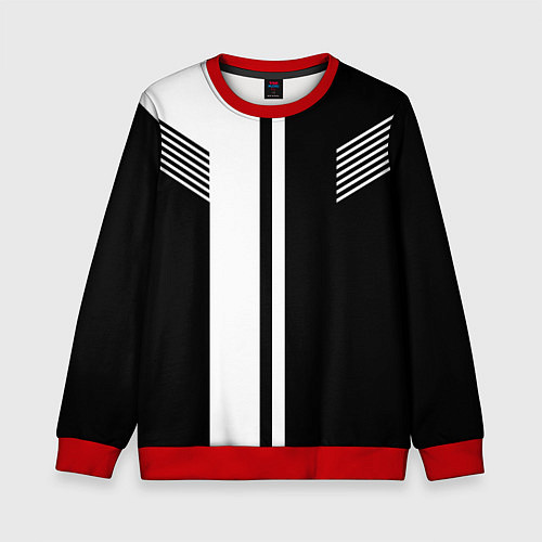 Детский свитшот Чёрные и белые полоски / 3D-Красный – фото 1