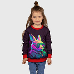 Свитшот детский Модный кролик в очках, цвет: 3D-красный — фото 2