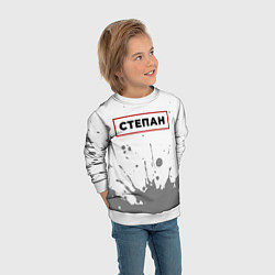 Свитшот детский Степан - в красной рамке на светлом, цвет: 3D-белый — фото 2