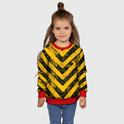 Свитшот детский WARNING - желто-черные полосы, цвет: 3D-красный — фото 2