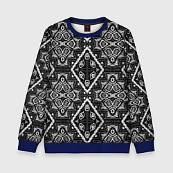 Свитшот детский Черно-белый этнический восточный орнамент, цвет: 3D-синий
