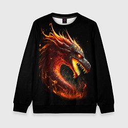Свитшот детский Яростный огненный дракон, цвет: 3D-черный
