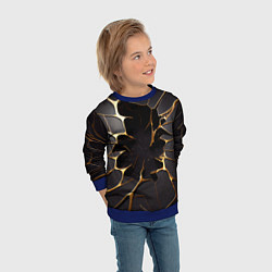 Свитшот детский Трещины в пропасть: черно-золотой узор, цвет: 3D-синий — фото 2