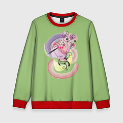 Свитшот детский Женская рука держит цветы, цвет: 3D-красный