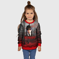 Свитшот детский Уэнсдэй осенний лес, цвет: 3D-красный — фото 2