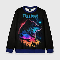 Свитшот детский Волк свобода, цвет: 3D-синий