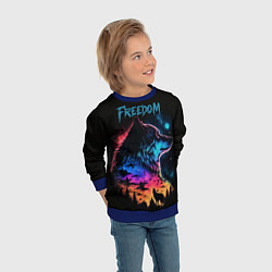Свитшот детский Волк свобода, цвет: 3D-синий — фото 2