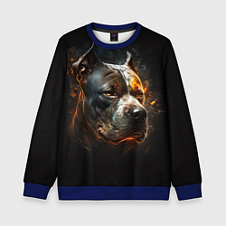 Свитшот детский Стаффордширский терьер - огонь, цвет: 3D-синий