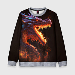 Свитшот детский Огненный дракон, цвет: 3D-меланж