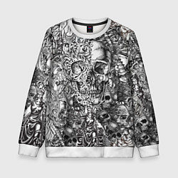Свитшот детский Татуировки черепов, цвет: 3D-белый