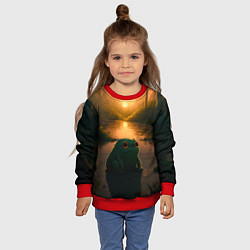 Свитшот детский Лягушонок Пепе у себя дома, цвет: 3D-красный — фото 2