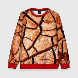 Свитшот детский Треснувшая земля, цвет: 3D-красный