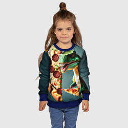 Свитшот детский Пиццазавр, цвет: 3D-синий — фото 2