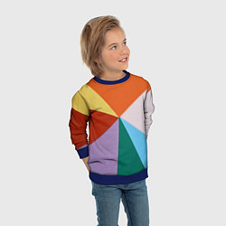 Свитшот детский Разноцветные пересекающиеся треугольники, цвет: 3D-синий — фото 2