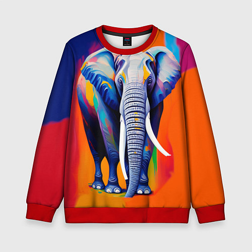 Детский свитшот Слон красочный / 3D-Красный – фото 1