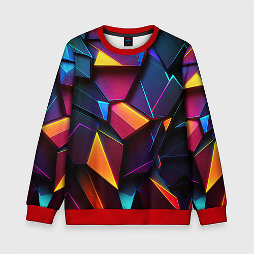 Детский свитшот Неоновые абстрактные плиты / 3D-Красный – фото 1