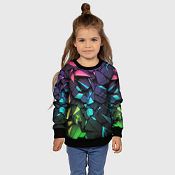 Свитшот детский Неоновые абстрактные каменные плиты, цвет: 3D-черный — фото 2