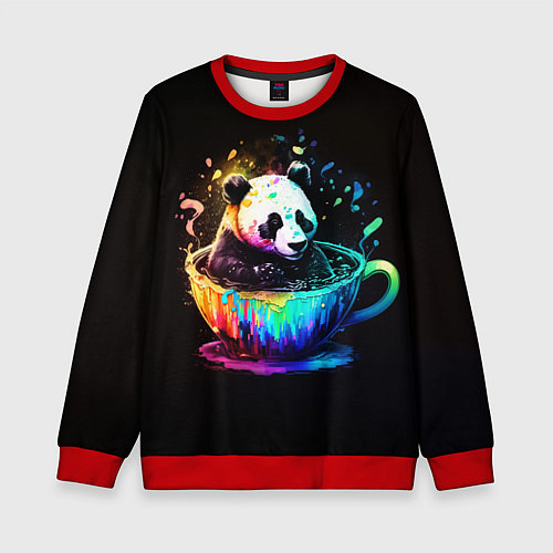 Детский свитшот Панда в кружке / 3D-Красный – фото 1