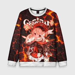 Свитшот детский Кли на фоне раскаленной лавы, цвет: 3D-белый