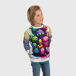 Свитшот детский Веселые монстры из краски, цвет: 3D-белый — фото 2