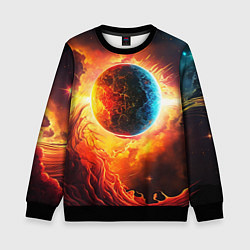 Свитшот детский Планета в огненном космосе, цвет: 3D-черный