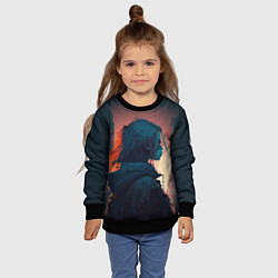 Свитшот детский Девушка в городе в аниме стиле, цвет: 3D-черный — фото 2