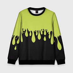 Детский свитшот Зеленые капли на черном
