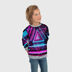 Свитшот детский Неоновые линии, цвет: 3D-меланж — фото 2