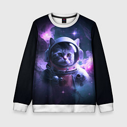 Свитшот детский Котик космонавт, цвет: 3D-белый