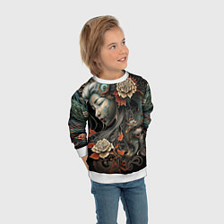 Свитшот детский Японская девушка Irezumi, цвет: 3D-белый — фото 2