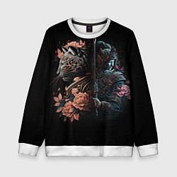 Свитшот детский Самурай и тигр, цвет: 3D-белый