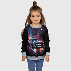 Свитшот детский Форд мустанг в ночи тройная скорость, цвет: 3D-меланж — фото 2