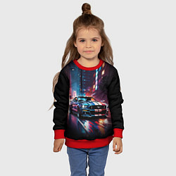 Свитшот детский Форд мустанг в ночи тройная скорость, цвет: 3D-красный — фото 2