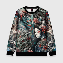 Свитшот детский Мифические существа Японии, цвет: 3D-черный