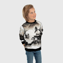 Свитшот детский Японская деревушка, цвет: 3D-черный — фото 2