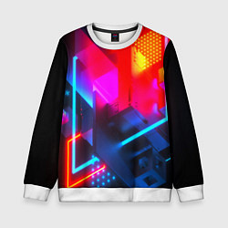 Свитшот детский Neon stripes color, цвет: 3D-белый