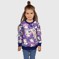 Свитшот детский Японские девушки в стиле анимэ, цвет: 3D-синий — фото 2