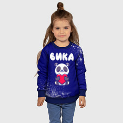 Свитшот детский Вика панда с сердечком, цвет: 3D-синий — фото 2