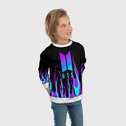 Свитшот детский Bts градиент неон, цвет: 3D-белый — фото 2