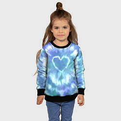 Свитшот детский Сердце - тай-дай - голубой, цвет: 3D-черный — фото 2