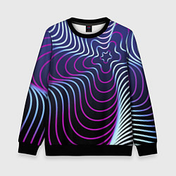 Свитшот детский Динамичная неоновая спираль, цвет: 3D-черный