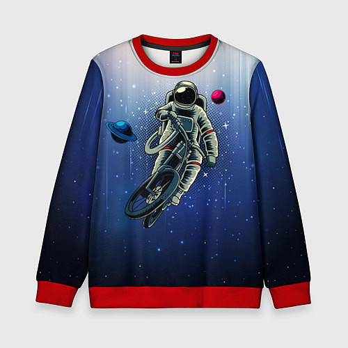 Детский свитшот Космонавт на велике / 3D-Красный – фото 1