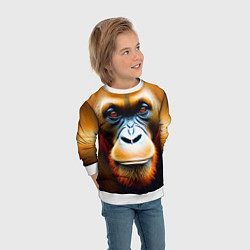Свитшот детский Орангутан - Обезьяна, от которой веет добротой, цвет: 3D-белый — фото 2